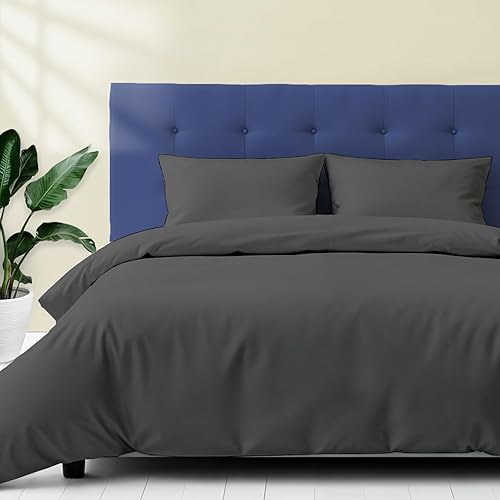 Ashton Sheets Juego de funda de edredón tamaño King de 600 hilos, satén de 3 piezas, 100% algodón egipcio, funda de edredón de 100% algodón puro, 2