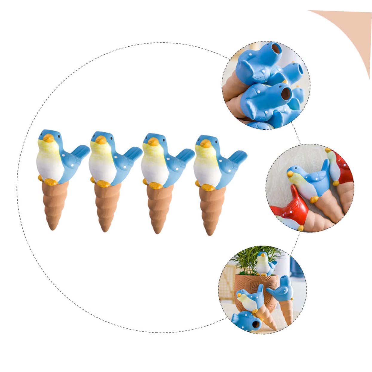 HANABASS Set di 4 Gocciolatori Automatici per Piante in Ceramica a Forma di Uccellino, Facile da Usare, per Giardino e Terrazzo