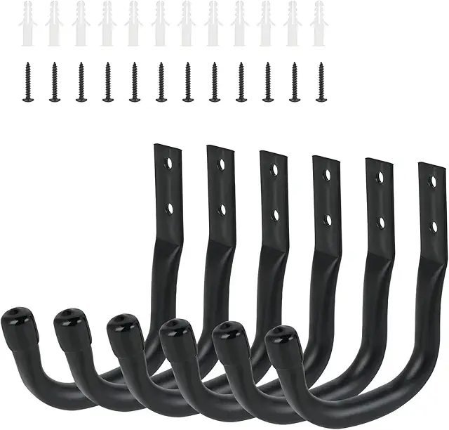 Crochet à Vélo Mural 6 Pièces - Support Robust pour Garage et Rangement