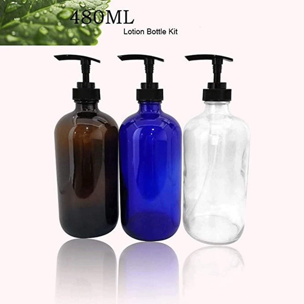 dispenser sapone/Dosatori per sapone liquido 2PCS dispenser di sapone liquido Pressione bottiglia dell'erogatore della pompa di vetro ugello Shampoo portatile cosmetico 480ml for gli oli essenziali lo