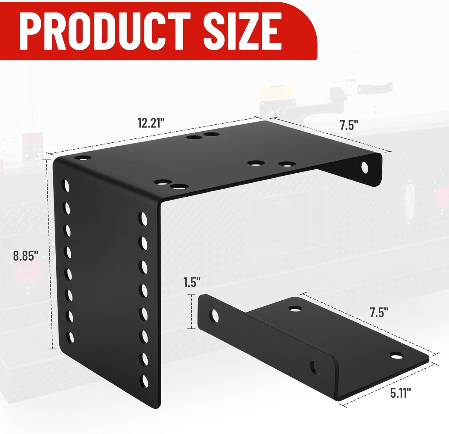 Black Bumper Vise Mount Heavy Duty Truck Vise Mount, Pre-Drilled, Adjustable Height, Easy Bolt-On Installation for Utility and Service Body