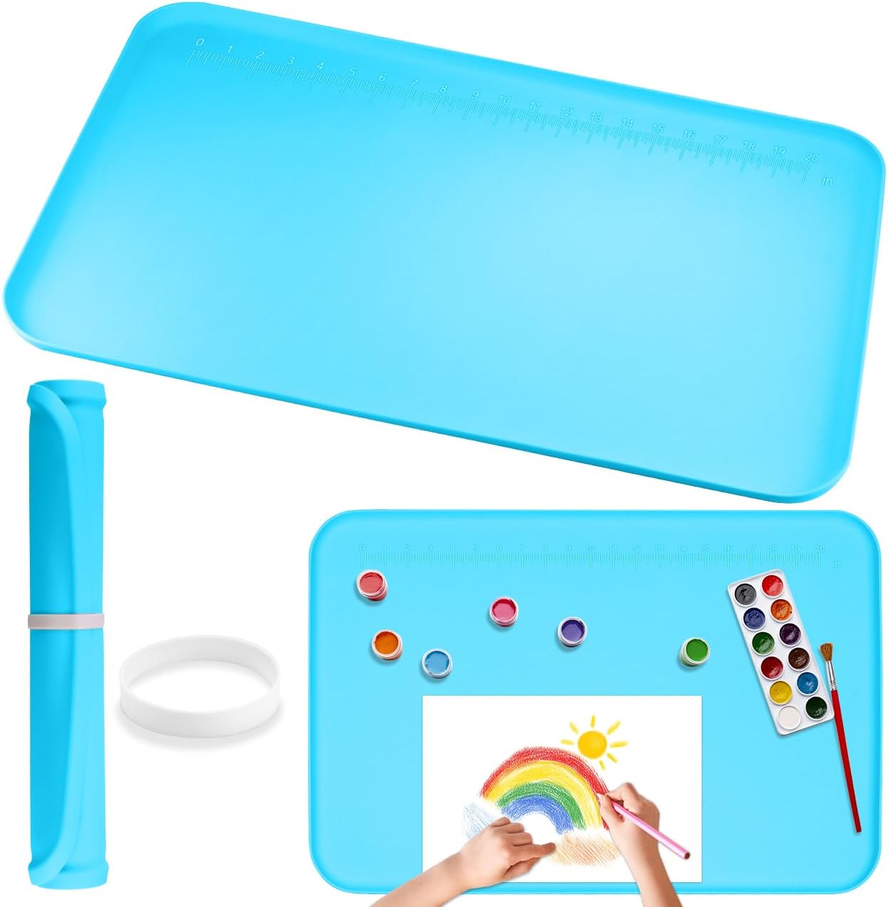 Silicone Painting Mat with Raised Sides, 24" x 16" Playdoh Art Mat