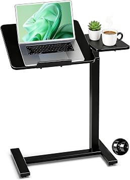 Mobile Standing Desk, Rolling Desk Adjustable Height, Tilting Laptop Table