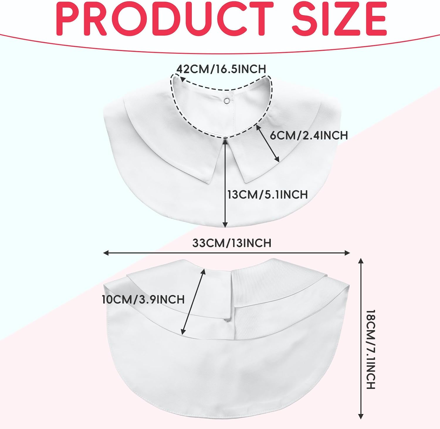 2 Pieces Fake Collar for Women White Detachable Collar Dickey Faux False Lapel Shirt Blouse for Women