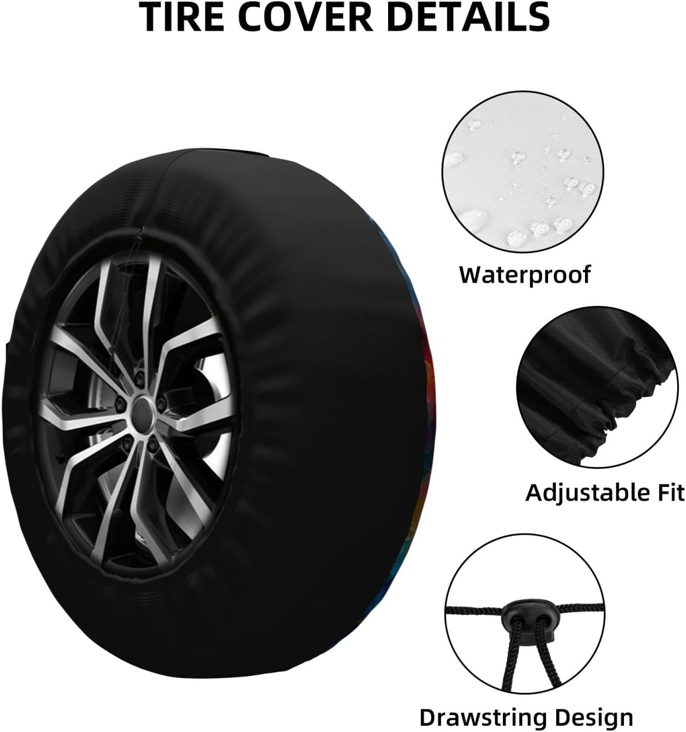 Blue Aesthetic Color Splash Spare Tire Cover for RV Trailer, Waterproof Dustproof Wheel Protector Weatherproof Wheel Covers Camper Tire Cover Travel Car Accessories Universal Fit 14 inch image 4
