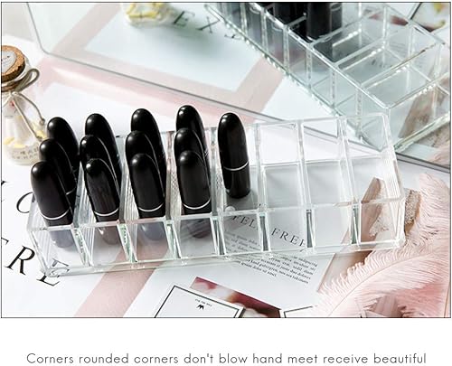 Miniatura 7 de Organizador compacto de acrílico transparente con 8 ranuras, soporte organizador de maquillaje para tocador, organizador de maquillaje desmontable,