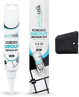 Joint Carrelage - Colle Carrelage, Joint Salle de Bain, Remplissage Répare et Renouvelle, Mortier à Joints - Avec Spatule (250g - Noir)