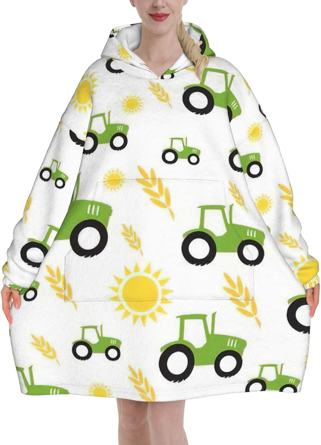 Tractor Farmingprint Oversized Hoodie Blanket, Super Soft Warm Comfortable Hoodie, Wearable Blanket Adult