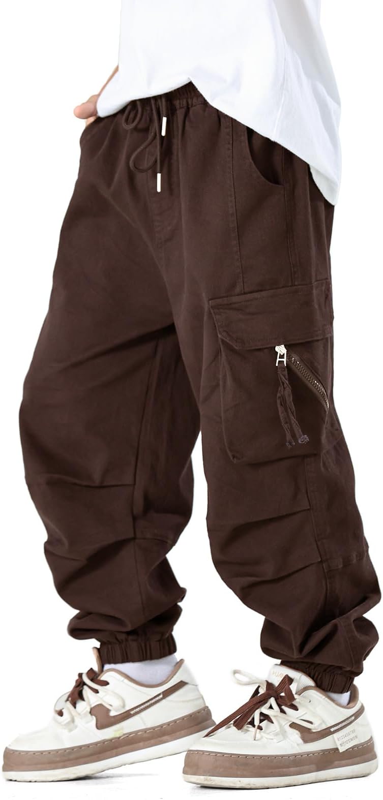 MINI PANDA Boys' Jogger Pants, Kids' Stretch Twill Casual Cargo Pants