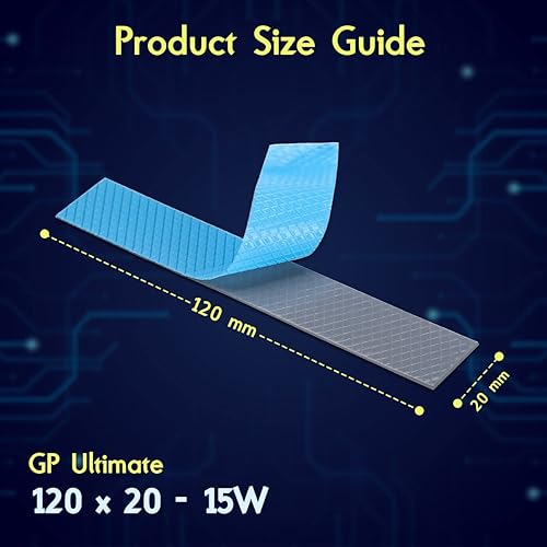Vista 11 de Gelid Solutions GP-Ultimate - Almohadilla térmica de 15 W, 4.724 x 0.787 x 0.039 in (2 uds). Excelente conducción de calor, relleno ideal de huecos.