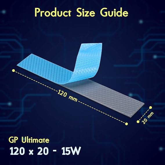 Gelid Solutions GP-Ultimate 15W-Thermal Pad 120x20x 0.5mm (2pcs). Excellent Heat Conduction, Ideal Gap Filler. Easy Installation