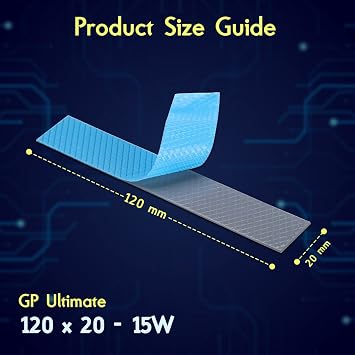 Gelid Solutions GP-Ultimate 15W-Thermal Pad 120x20x 0.5mm (2pcs). Excellent Heat Conduction, Ideal Gap Filler. Easy Installation