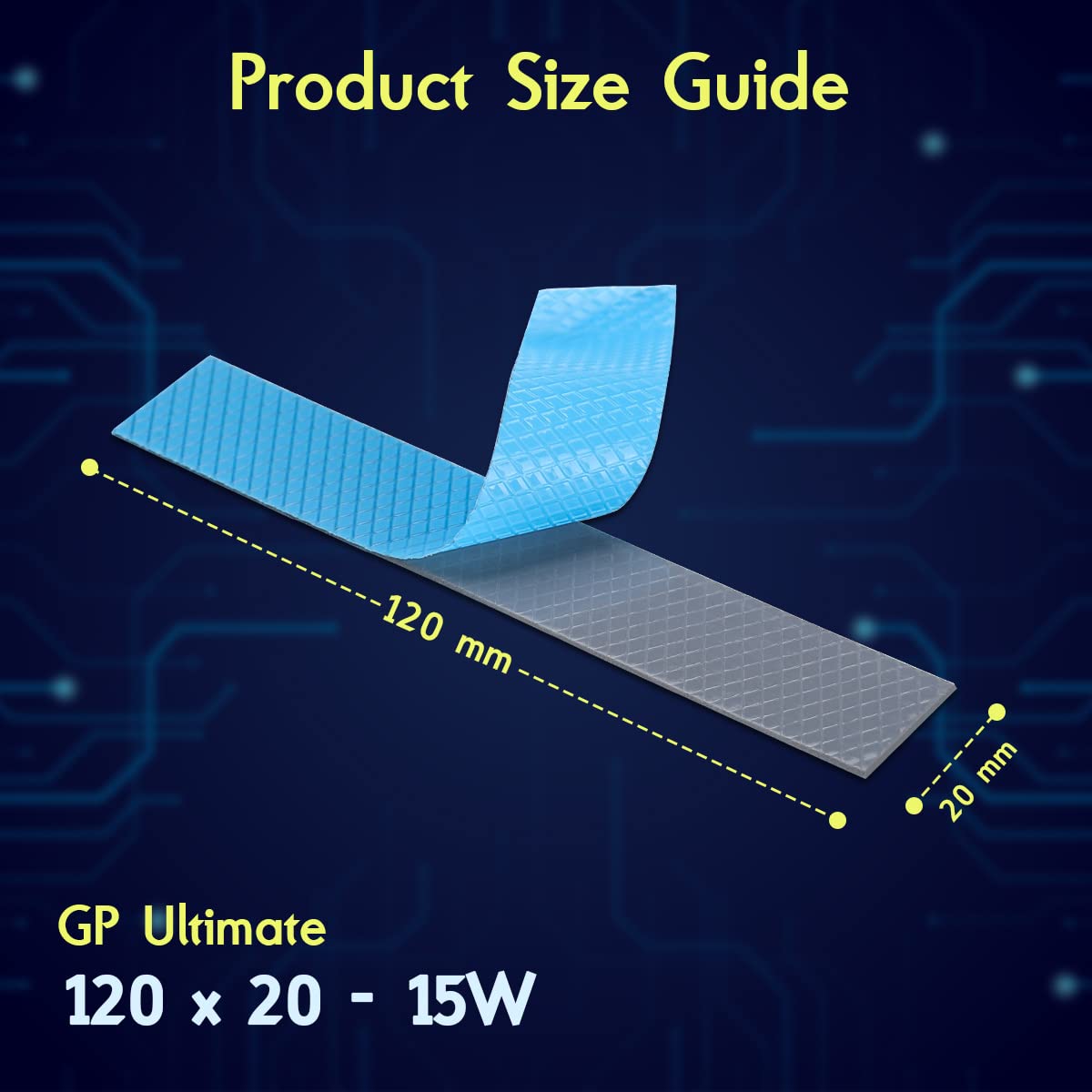 Gelid Solutions GP-Ultimate 15W- Thermal Pad 120x20x3.0mm. Excellent Heat Conduction, Ideal Gap Filler. Easy Installation.