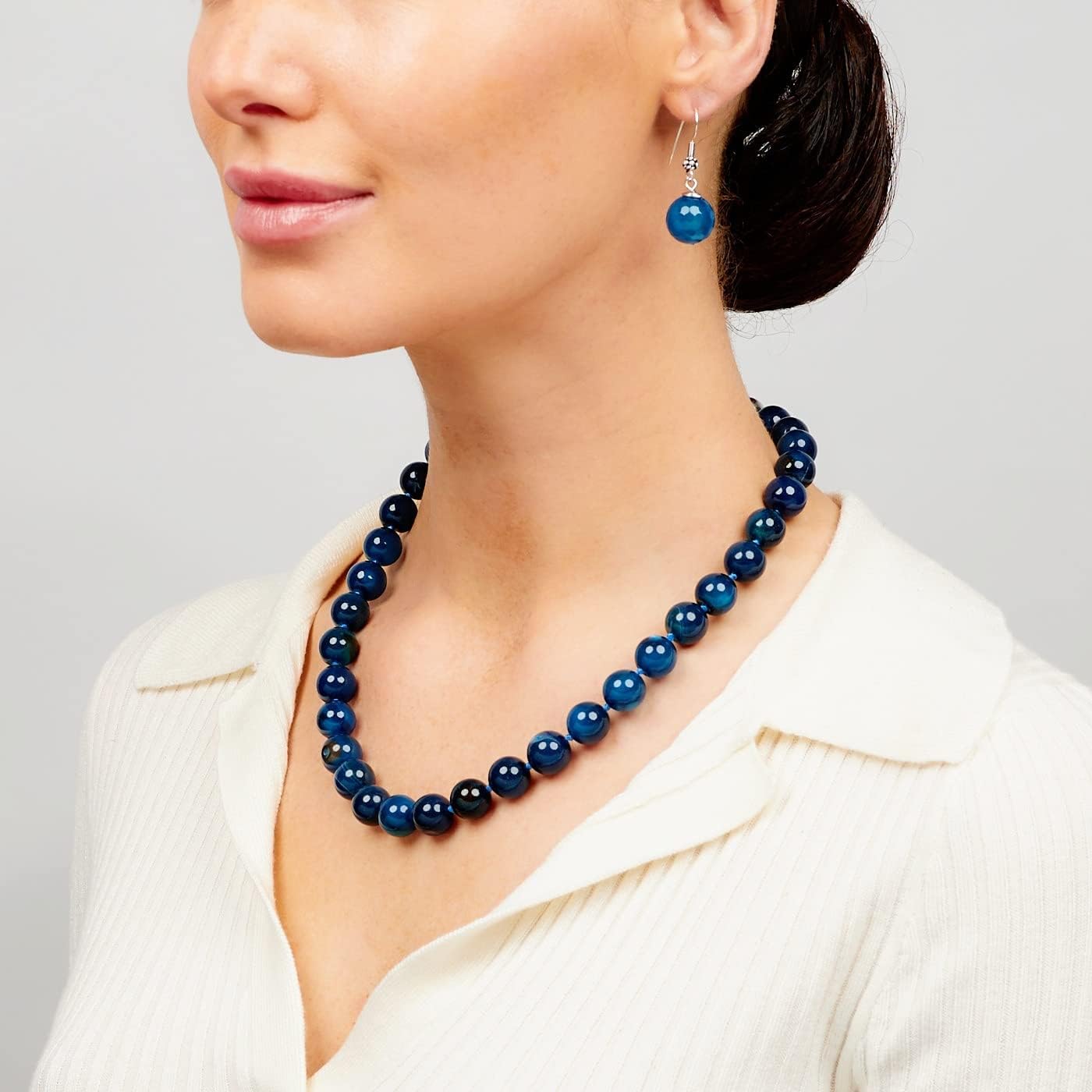 Women's Gemstone Necklace - Handmade 12mm Natural Gemstone Necklace For Women Magnetic Clasp