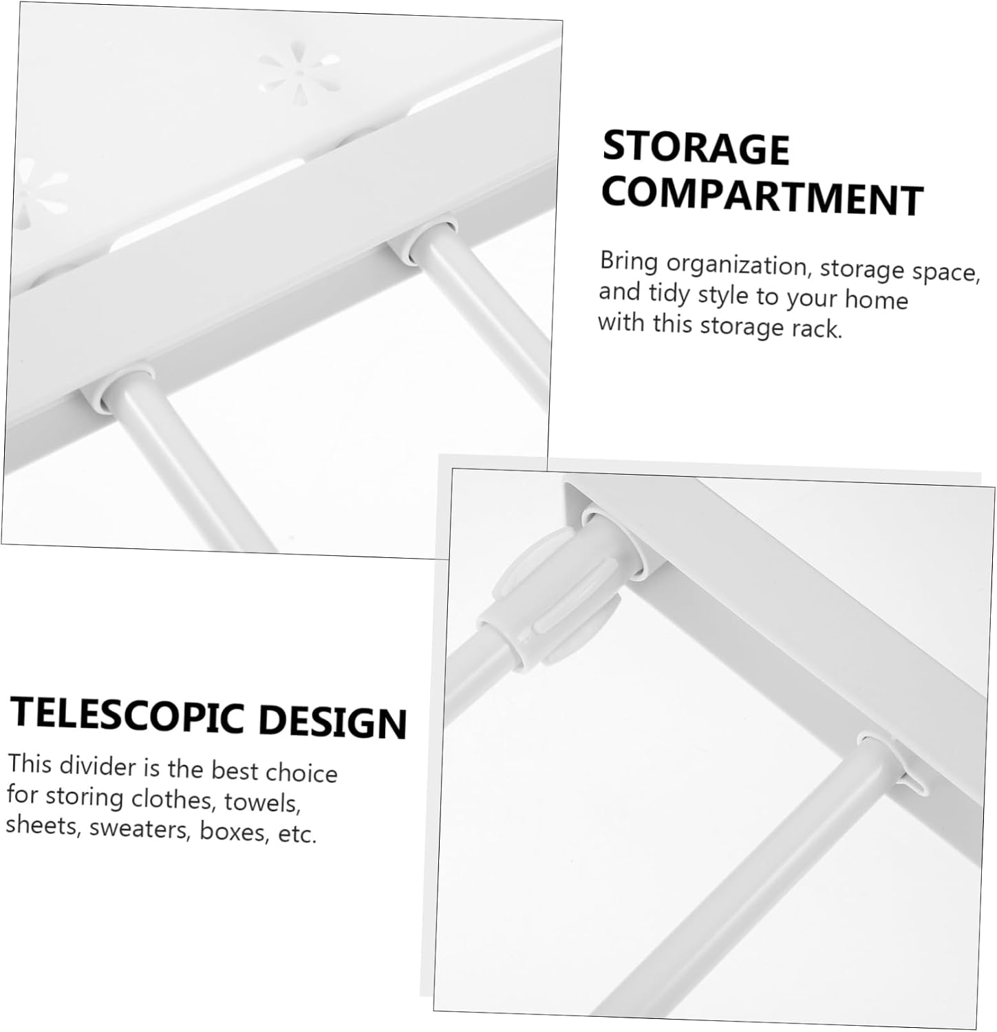 GLEAVI Expandable Wardrobe Partition Closet Shelves Organizer for Closet Tension Shelf Hanging Organizer