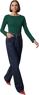 بلوزة محبوكة قابلة للتمدد للنساء موديل TWOAW24BZ00166 مصنوعة من القطن ورقبة على شكل قارب من ترنديول بلون اسود