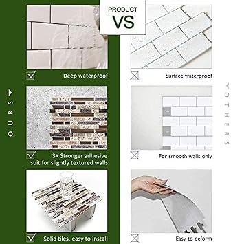STICKGOO Peel and Stick Backsplash, Self-Adhesive Backsplash in Sandstone (Thicker Design, 1 Sheet)
