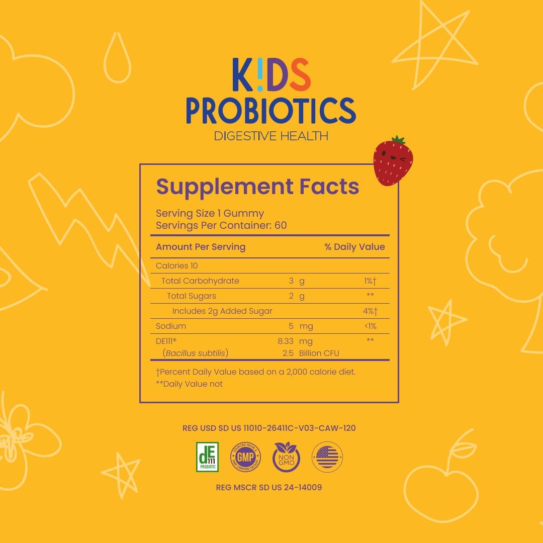 Feel Good Kids Probiotic Gummies – Gut Health & Immune Support – with DE111 Probiotic – Organic Strawberry Flavor – 60 Gummies for Children - Image 4