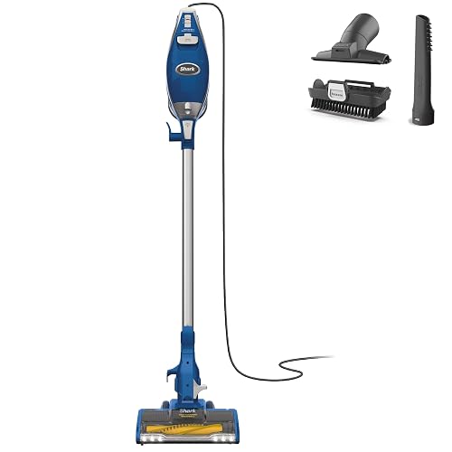 Shark HV343AMZ Rocket Corded Stick Vacuum with Self-Cleaning Brushroll, Lightweight & Maneuverable, Perfect for Pet Hair Pickup, Converts to a Hand Vacuum, Crevice Upholstery Tools, Blue/Silver - Rocket w/ Self-Cleaning Brushroll