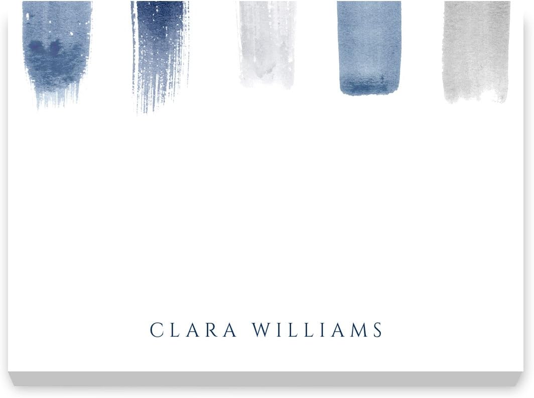 Custom Navy and Grey Paint Lines Post It Notes Personalized Stationery - Set of 6 Sticky Note Packs 3"x4" with 50 Sheets Each. Made in The USA.