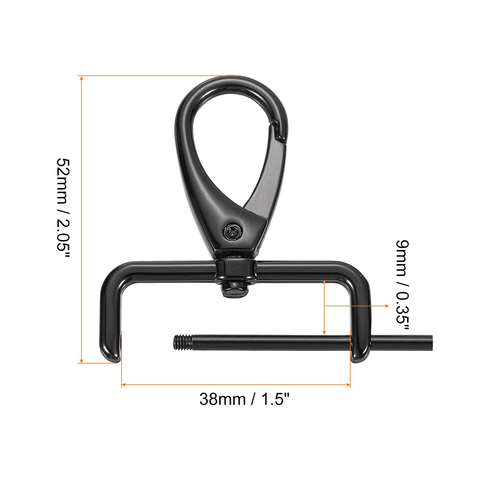 QUARKZMAN 2 szt. Obrotowe zapięcia na haczyk 38 mm (1-1/2") D pierścień odpinany metalowy haczyk zatrzaskowy hak pazur hak ze śrubokrętem do torby na klucze DIY czarny