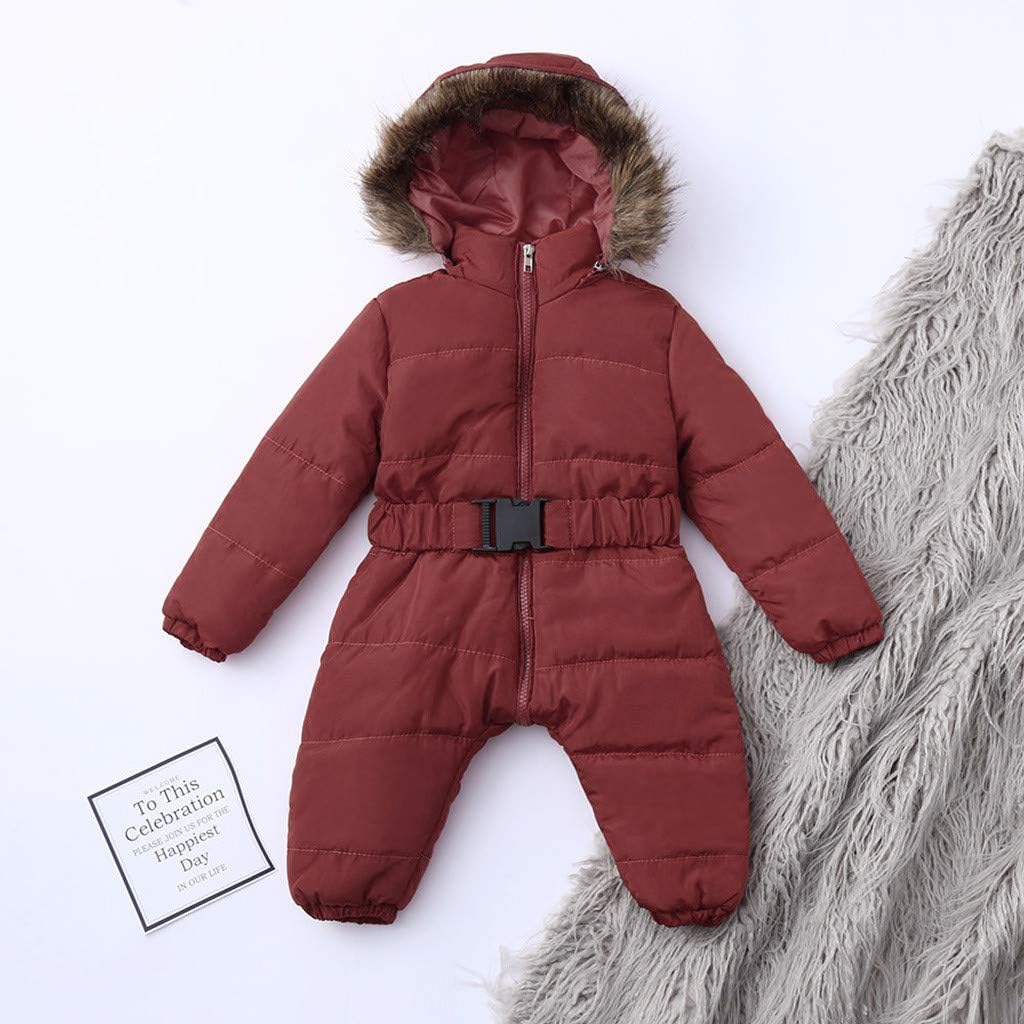 Thick Jumpsuit Romper Baby Jacket Hooded Infant Coat Winter Outfit Warm Girl Boy Snow Gear for Women Boots (Brown, 65)