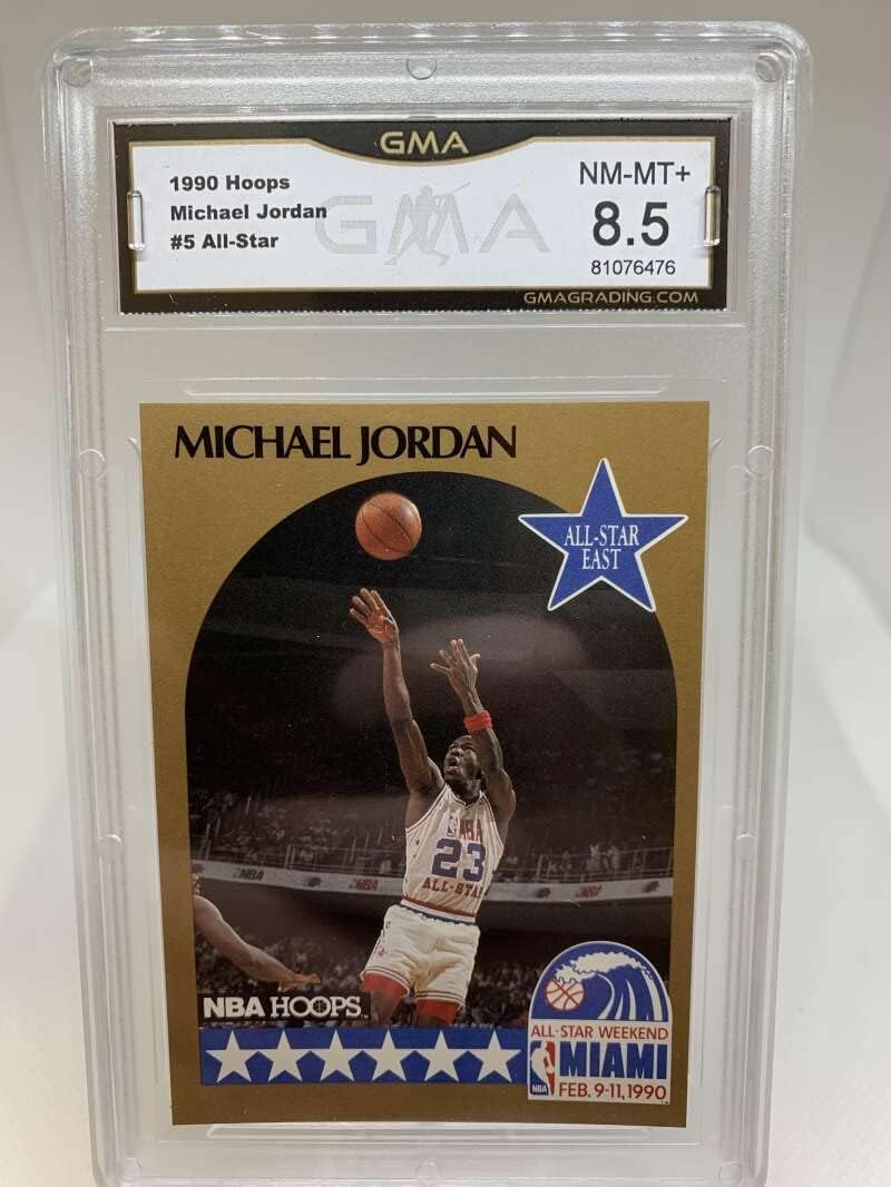 GMA NM-MT+ 8.5 Certificate #81076476 1990-91 Hoops #5 Michael Jordan All-Star Chicago Bulls Professionally Graded Basketball Card