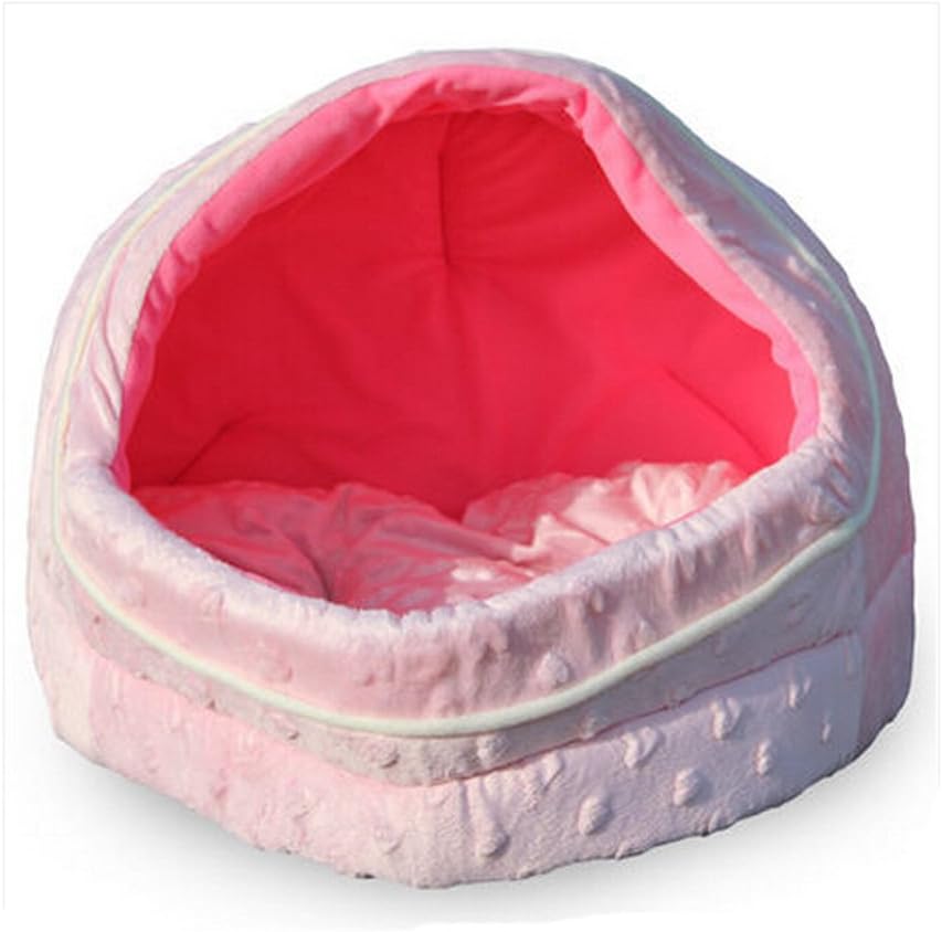 Pink Love Printing Plush Pet Dog Cat Princess House Beds