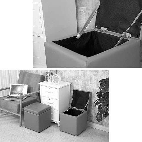 Miniatura 4 de EMENG Taburete para sofá otomanos asiento de poliuretano de madera maciza taburete cuadrado de almacenamiento para cambio banco de zapatos