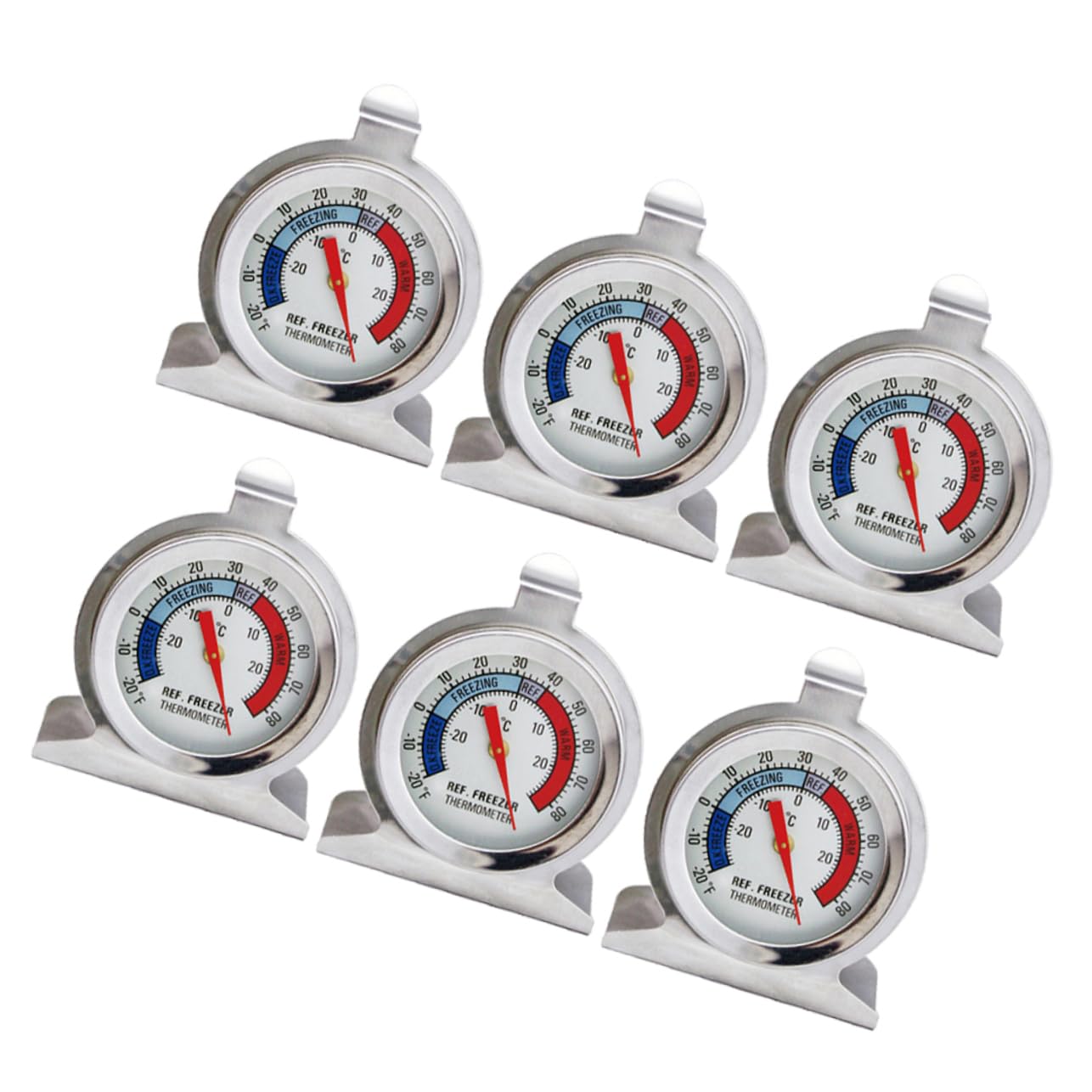 VICASKY 6 Pack Stainless Steel Refrigerator Thermometer Freezer Thermometer Easy to Install Carry for Home Office