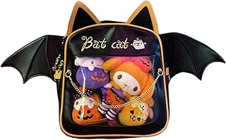 Mochila Kawaii Ita para meninas, linda bolsa com design de janela transparente Ita, mochila Kawaii Lolita, bolsa estética para cosplay de Halloween, Preto