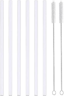 6 Replacement Straws for Hydro Flask Wide Mouth Water Bottle, 6 Straws and 2 Straws Brushes Included [9.5 Inch]