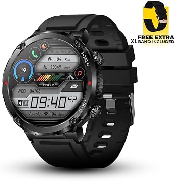 AlphaGear Bravo XL Smartwatch for Men, Big Face Tactical Smart Watch, Large Display, 600mAh 18-Day Battery, Voice Assistant, Bluetooth Calling, Water Resistant, for Android iPhone