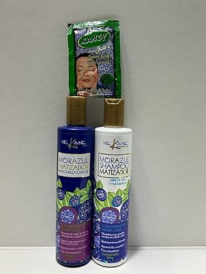 Nekane Shampoo Morazul & Blueberry Mask Toning Blonde Gray hair 300g ea with moroccan soap