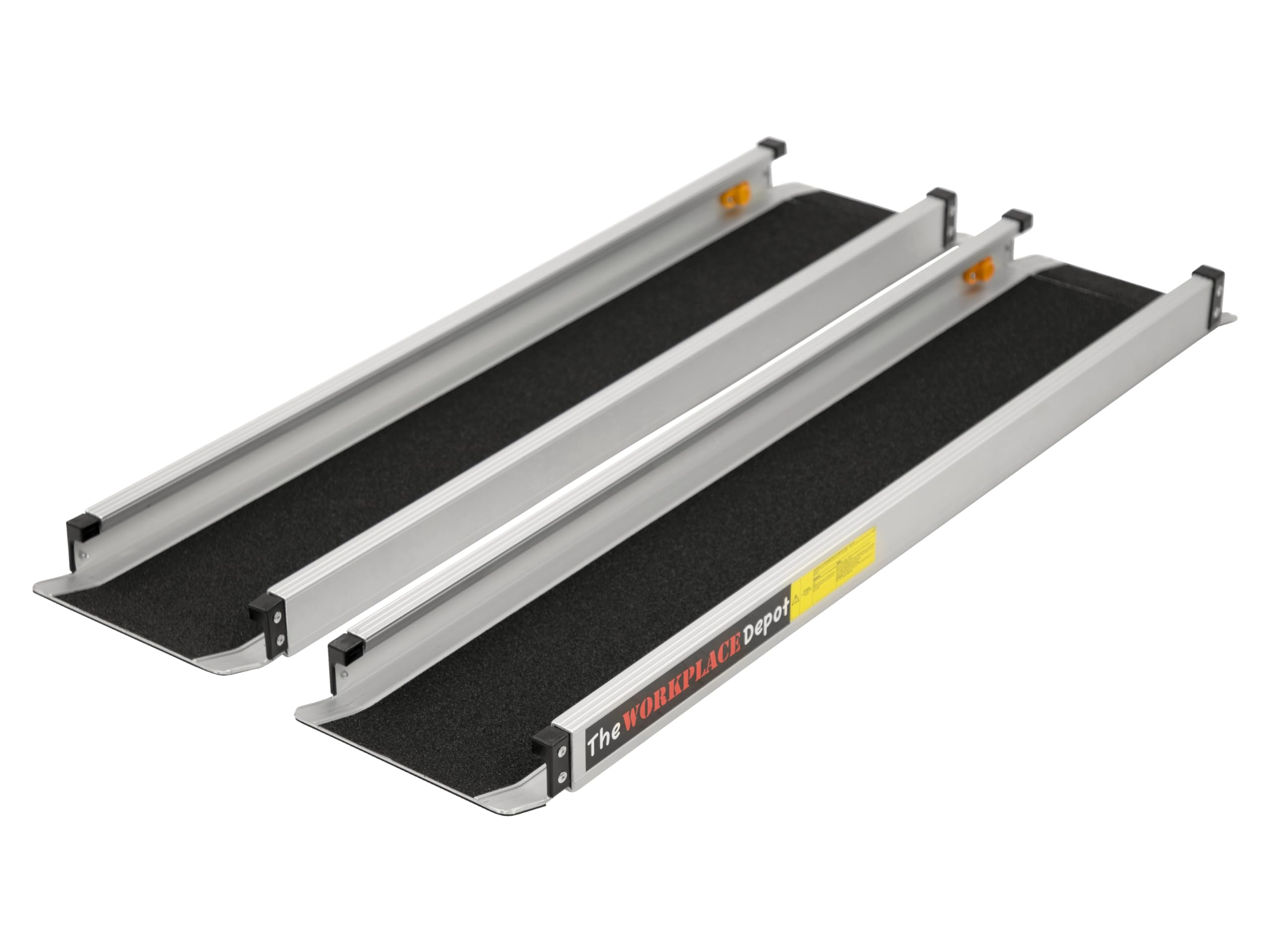 The Workplace Depot Silver Telescopic Wheelchair Ramps 3Ft - 5Ft, Pair Of Portable, Adjustable Ramps With Anti Slip Tread & Carry Bag