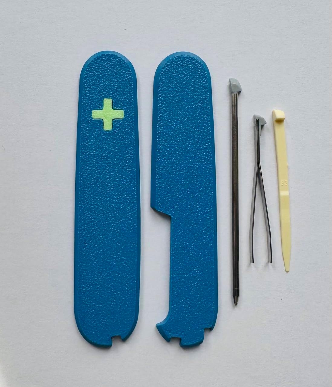 Replacement Covers For Victorinox Scales Plus 91mm Plastic Handles With Toothpick Tweezers And Ballpoint Pen Glowing Cross (Red)