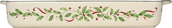 Lenox Holiday Stoneware Large Rectangular Christmas Baking Dish