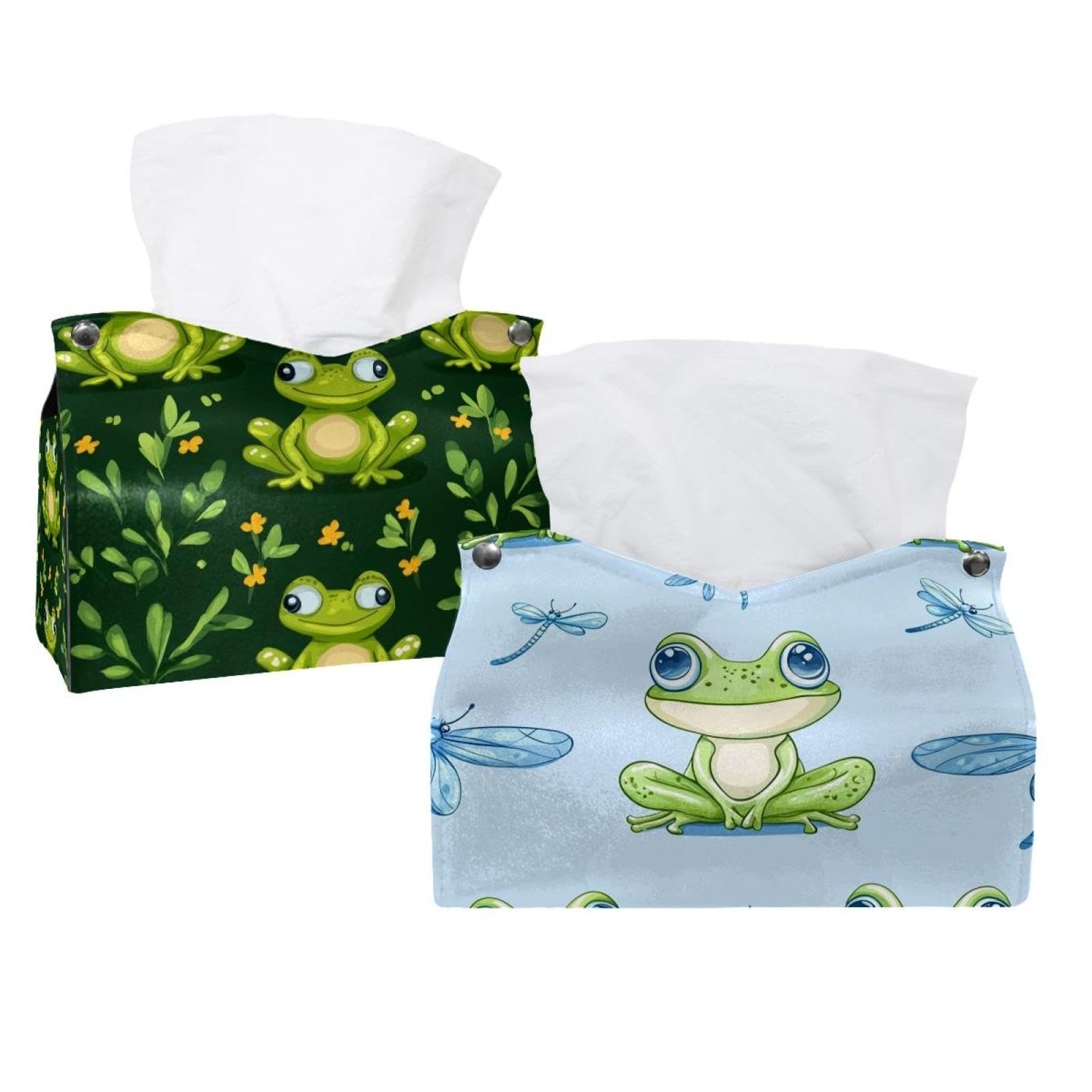 Boîte à mouchoirs motif grenouilles (lot de 2) pour table d'hôtel et restaurant