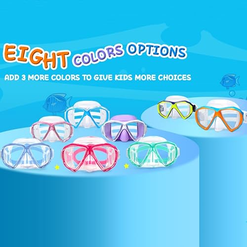 Miniatura 7 de Máscara de buceo para niños, máscara de natación antivaho de 180, gafas de natación para niños de vidrio templado con cubierta para la nariz