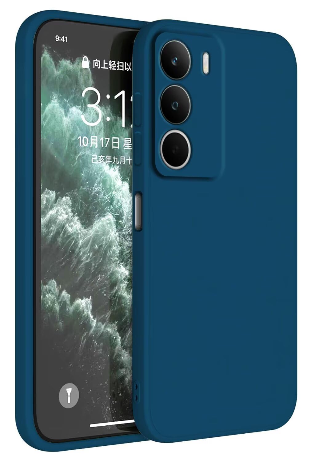 HAFFAN Custodia In Silicone TPU Per Realme P3 5G - Blu Fumo, Antiurto, Con Foro Per Laccio - 3