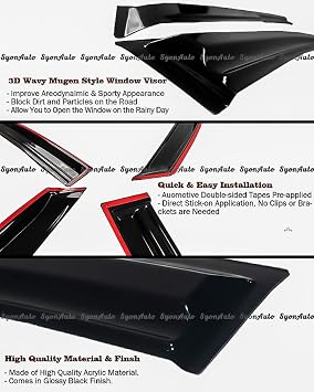 FITS 2015-2020 Honda FIT GK5 JDM 3D Wavy Mugen Style Window Visor RAIN Guard Vent