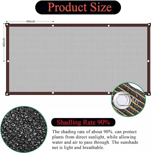 Shade Cloth - Garden Shade Mesh Netting with Grommets Outdoor Sun Shade Cover for Pergola Patio Plants Greenhouse Chicken Coop Black 90% Shading Rate