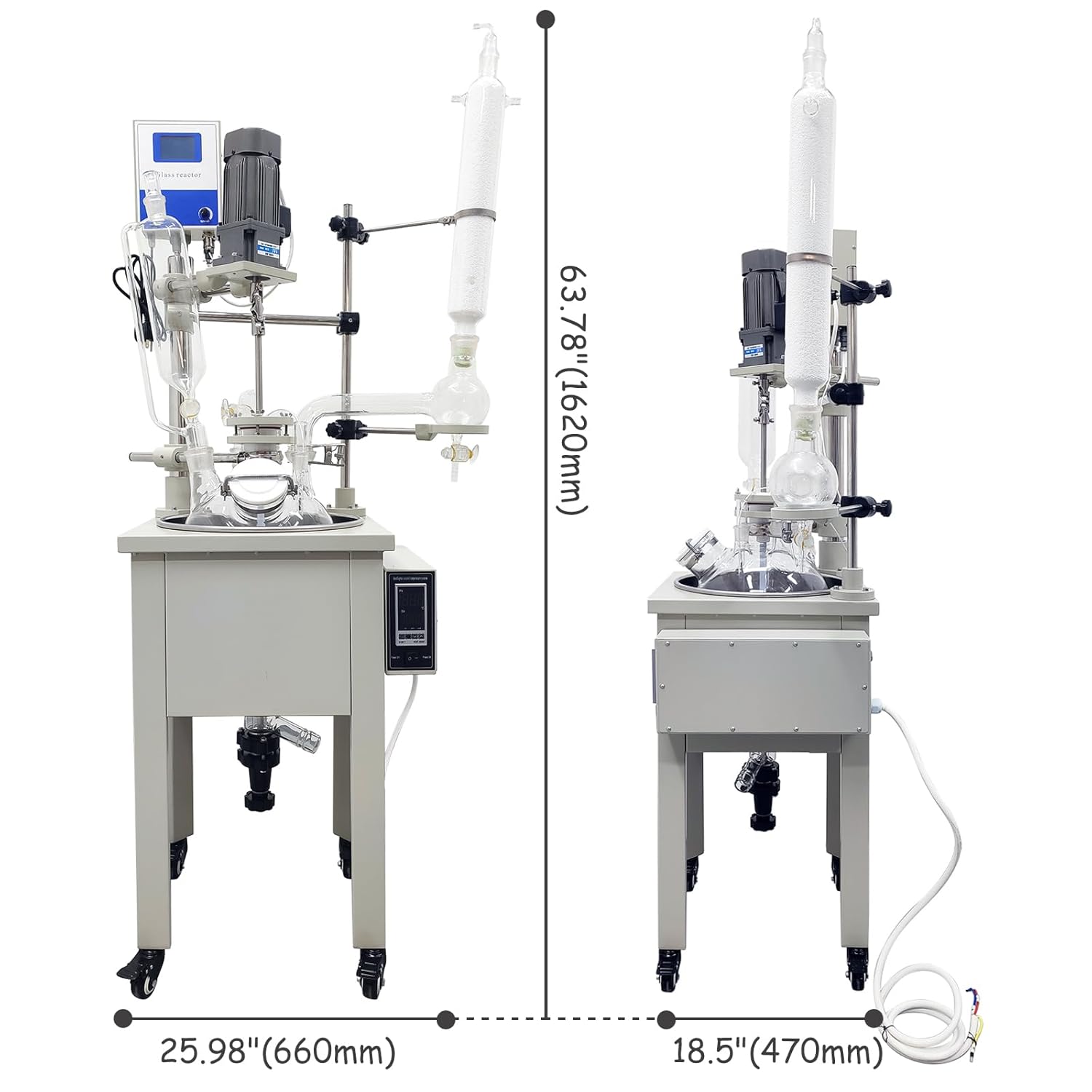 INTSUPERMAI 110V 10L Laboratory Glass Reactor, Lab Jacketed Glass Reactor, Digital Display, Heating Function, Single-Layer Chemical Reaction Vessel, Precision Mixing & Distillation