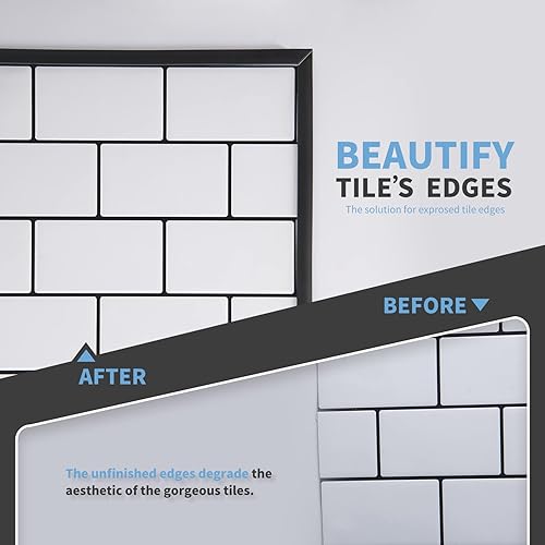 Miniatura 3 de Art3d - Moldura de 30 pies, ajuste flexible instantáneo para borde de azulejo, esquina, espejo en negro