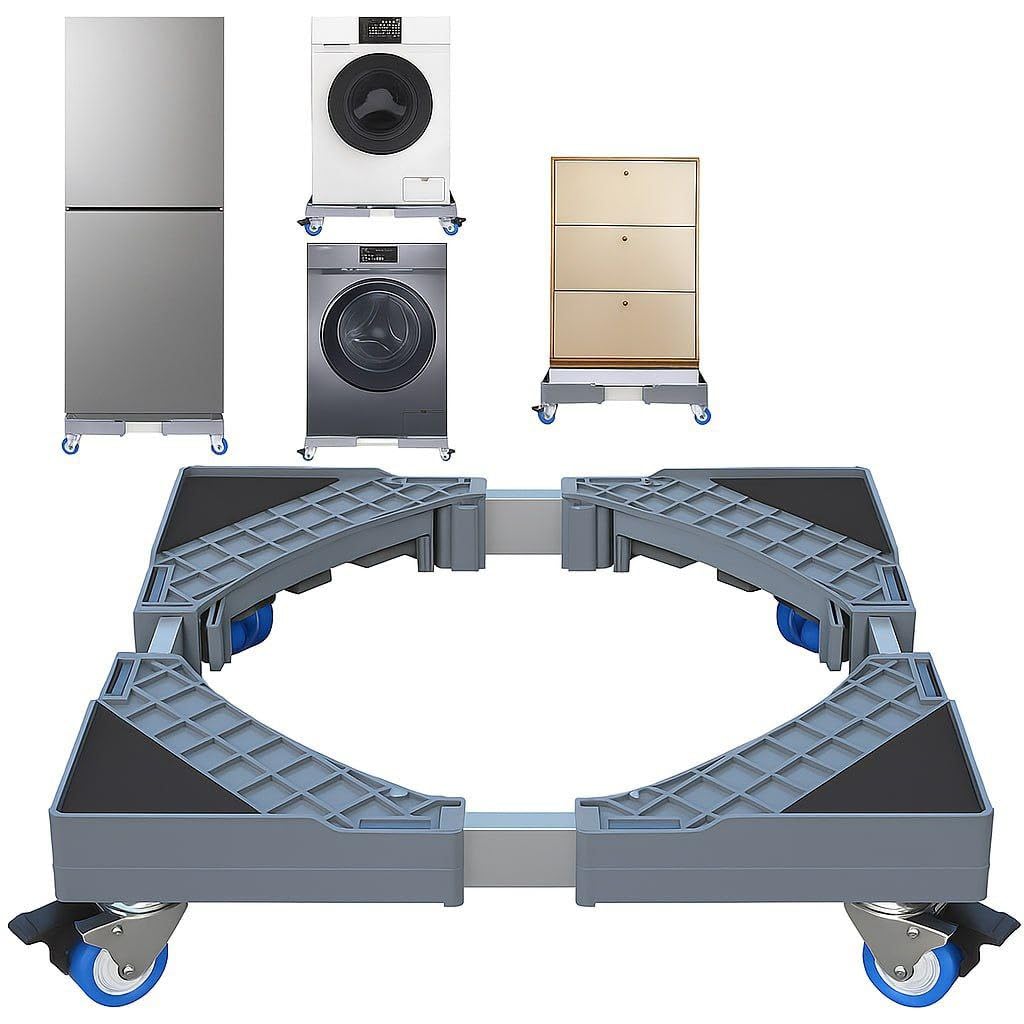 Adjustable Washing Machine Stand with Locking Wheels & Water Level, Heavy Duty Steel and ABS Appliance Trolley for Refrigerator, Fridge, Dishwasher, Dryer & Furniture Moving-image-16