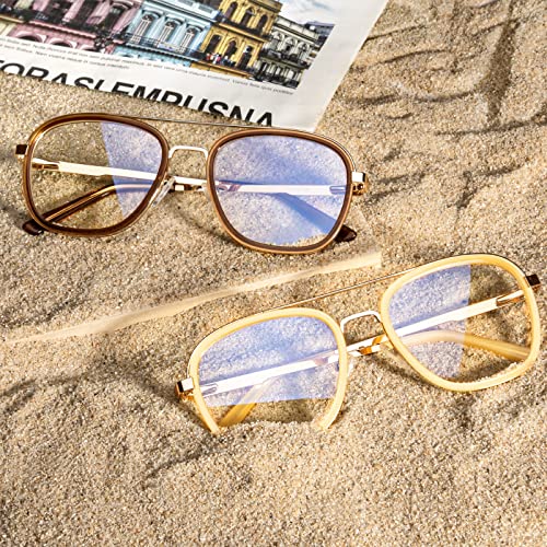 Visoone Acetate Metal Rim Blue Light Blocking Glasses Square With Anti Glare For Computer Women And Men Hubbard #TOP2