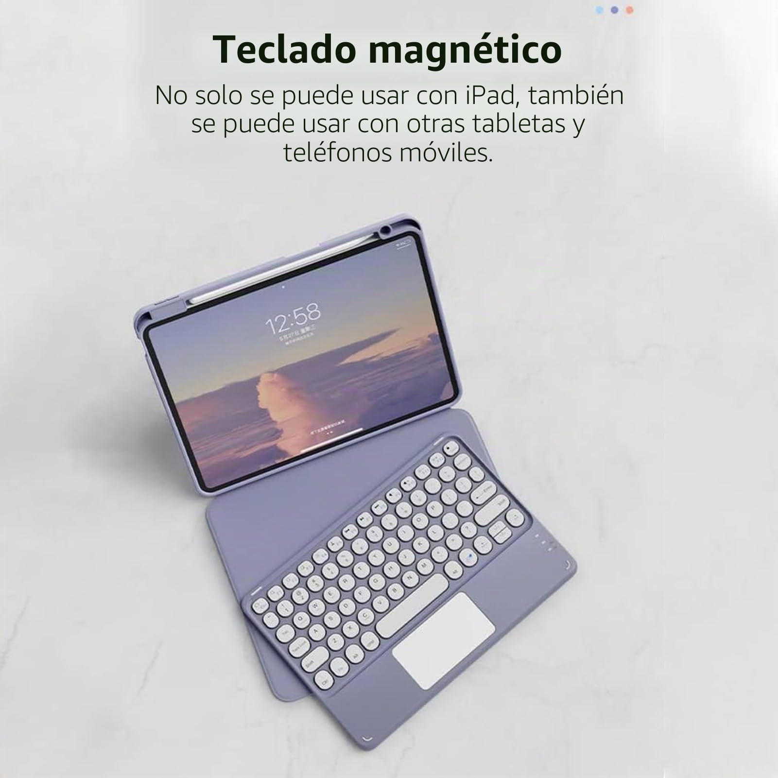 Funda con Teclado Vertical para iPad 10,2 Pulgadas 9ª/8ª/7ª Generación (2021/2020/2019), Trackpad Multi-Touch, Español QWERTY Teclado Inalámbrico Desmontable con Ratón Bluetooth, Verde Oscuro