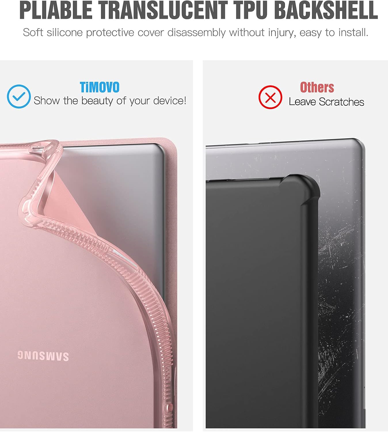 TiMOVO Case for Samsung Galaxy Tab A7 Lite 8.7 2021 (SM-T220/ T225/T227), Slim Soft TPU Translucent Frosted Back Protective Cover Shell Fit Samsung Galaxy Tab A7 Lite 8.7 inch Tablet 2021, Rose Gold
