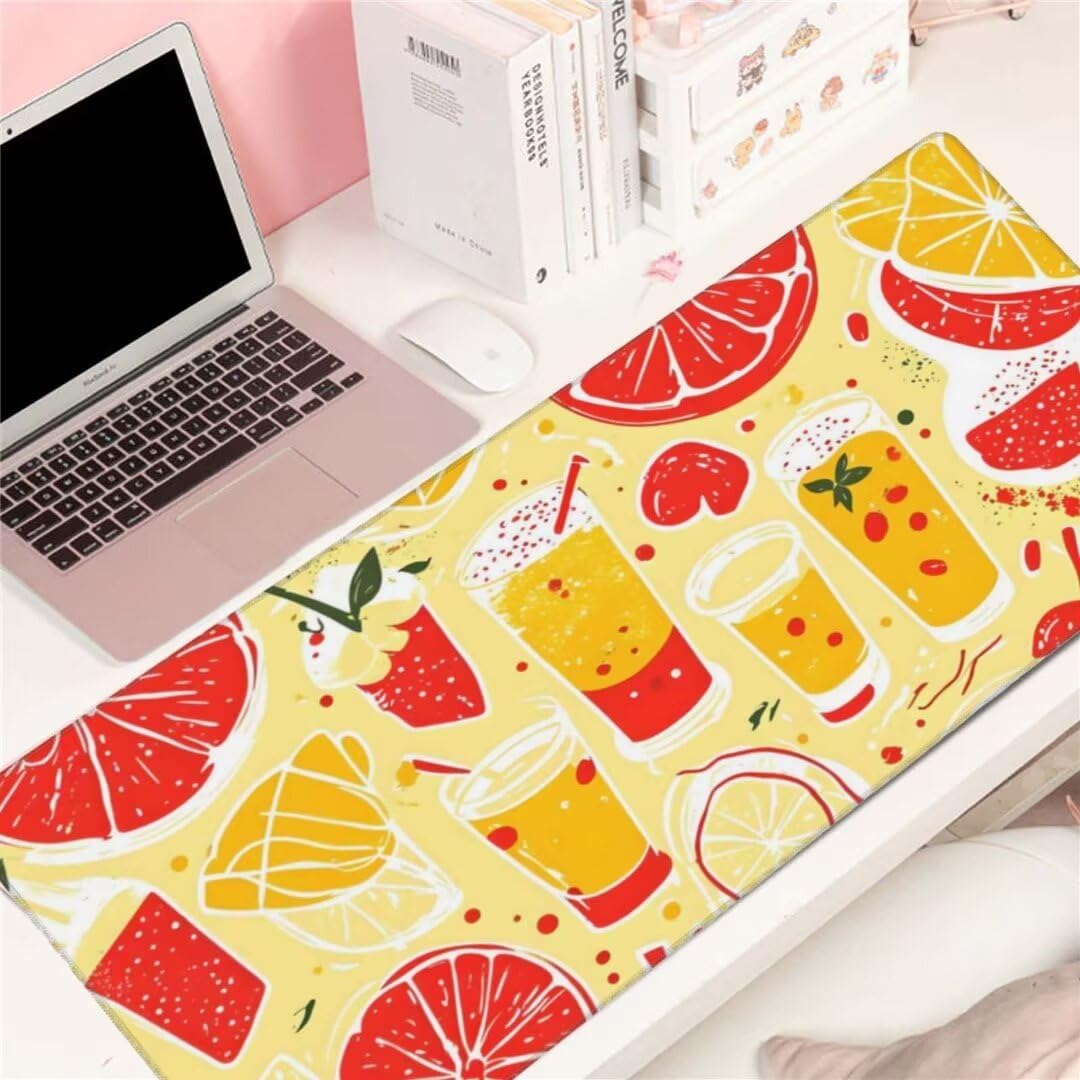 Alfombrilla de ratón 1400x600x3 MM, Alfombrilla Ratón XXL Extendida de Gran Tamaño con Bordes Cosidos, Base de Goma Antideslizante Almohadilla para Teclado, Frutas Coloridas S-1391