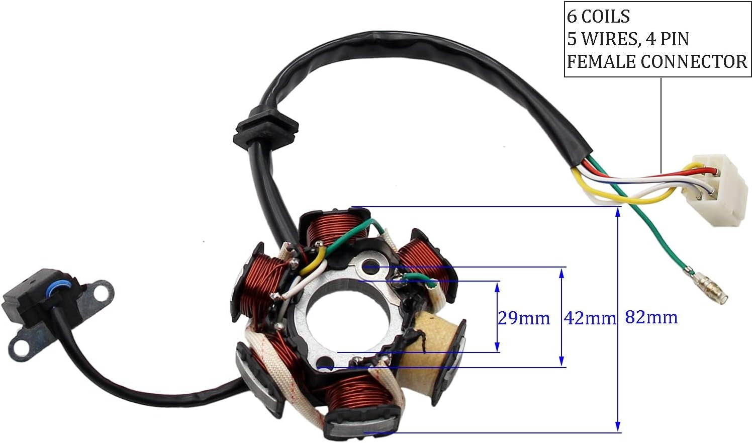 PRO BAT ATV Quad Go Kart Magneto Stator 6 Coils 5 Wires for 50cc 70cc 90cc 110cc 125cc ATV Dirt Bike Go Kart Mini-Choppers Motorcycle